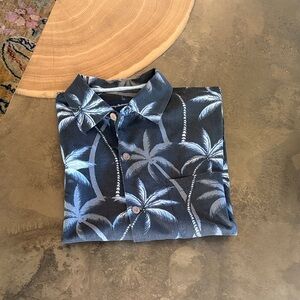 Tommy Bahama Dark Blue Palm Print Shirt